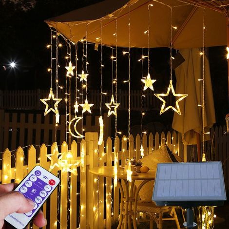 3,5 Meter lange Solar-LED-Lichterkette für den Außenbereich, Sternen- und Mond-Lichterkette, wasserdicht, warmweißes Licht (1/5)