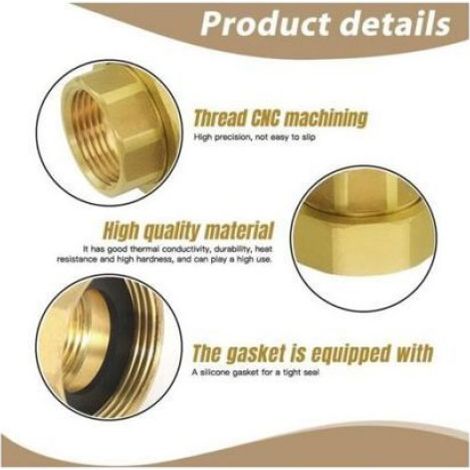 Raccord Pompe - 1½" x 1" - Robinet Rallonge ½" DN25 - Laiton - Pour Chauffage Central et Réseaux Eau Chaude Froide - 2 Pièces (1/5)
