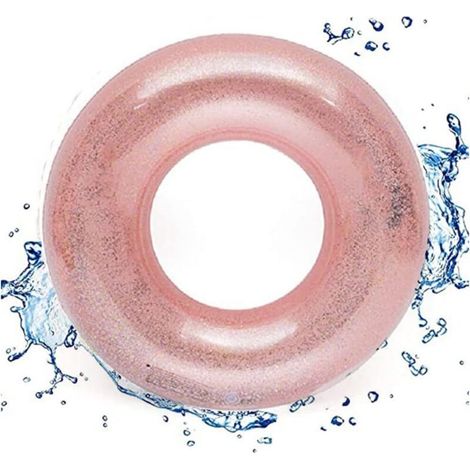 Anneau de Bain Nager Flotteurs Gonflables D'anneau de Natation Adulte Bouée Gonflable pour Piscine Bain Gonflable Durable Ronde d'été Piscine Plage confettis Paillettes Natation Flotteur Tube(90cm)-DO (1/4)