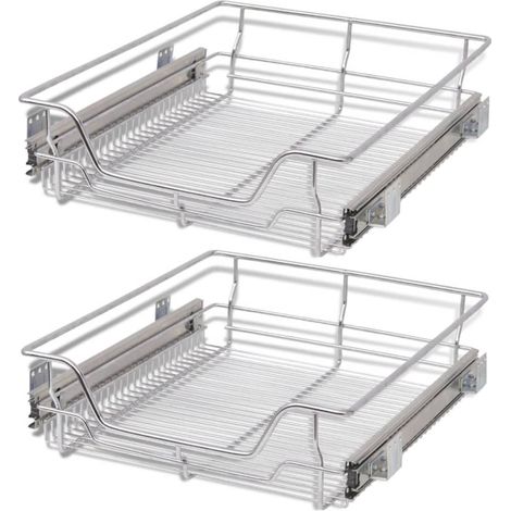 INLIFE Panier en treillis métallique 2 pcs 500 mm Argenté (1/5)