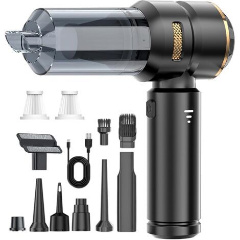 QORVA-Aspirateur à Main 4en1,22000Pa Aspirateur à Main sans Fil,3 Vitesses Mini Aspirateur de Voiture avec Moteur sans Balais,Souffleur de Poussière,d'air Comprimé,6000mAh,pour Bureau,Maison