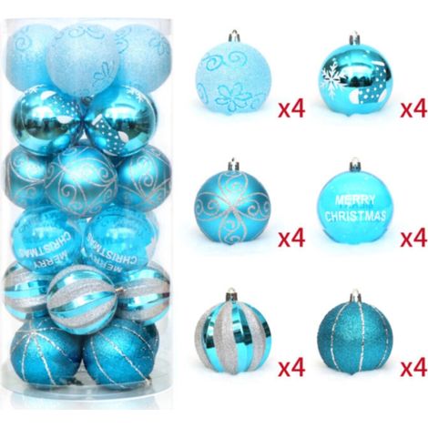 XIUH Home Pendelleuchte 24-teiliges Set Weihnachtsbaumkugeln, wiederverwendbar, aus Kunststoff, für den Außenbereich, Garten, Zimmer, als Pendelleuchte (E)