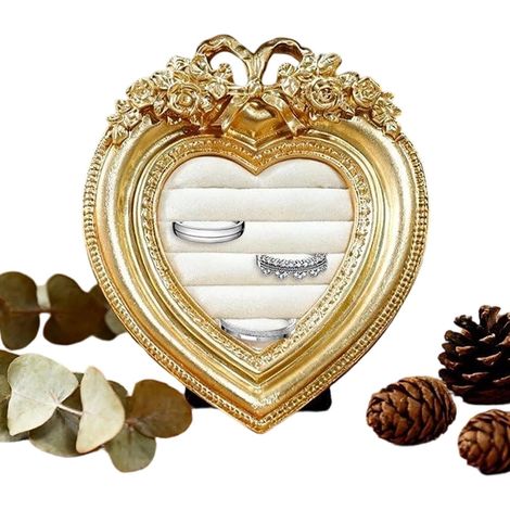 Porte-Bagues Rangement De Bijoux Pour Femme Vintage En Résine Porte-Alliance Présentoir Pour Boucles d'Oreilles, Colliers, Maison, Bureau, Mariage, Fiançailles, Anniversaire, Noël (1/5)