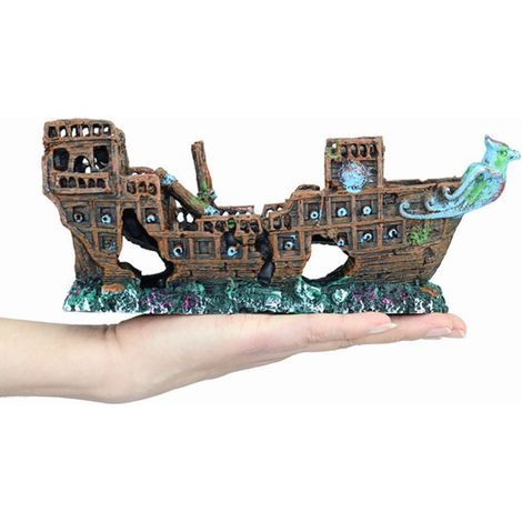 Décorations pour aquarium en forme d'épave de bateau de pirate (1/5)