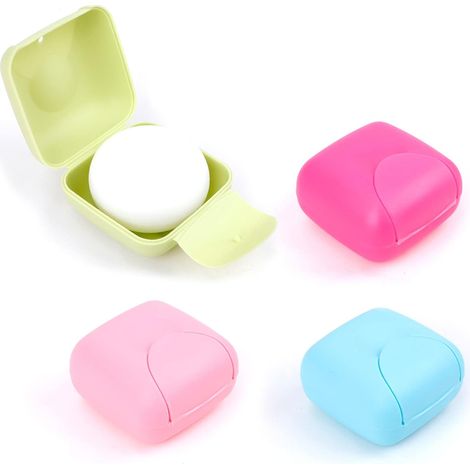 4pcs Porte-Savon Voyage Candy Color, Salle de Bain Imperméable à l'eau, Rectangulaire, Polypropylène (PP), Bleu (1/5)