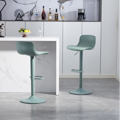 Tabouret de bar en métal vert menthe, pivotant 360°, dossier ergonomique et hauteur réglable (1/5)