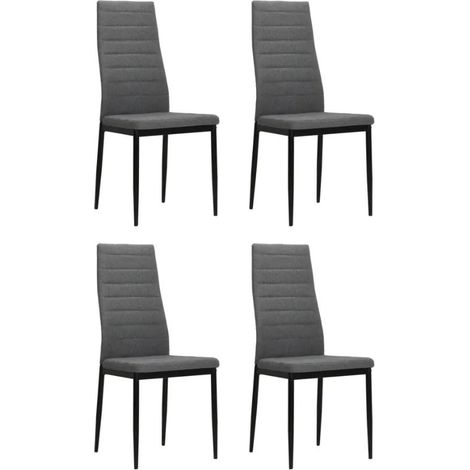 Chaise tissu gris clair et pieds métal noir Karlane - Lot de 4 (1/5)