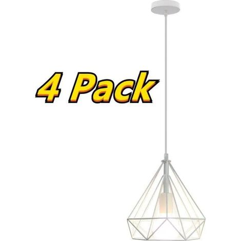 U-do 4 Pièces Lampe Suspension 25cm Blanc Lustre Style Industriel Vintage pour Bureau Balcon, (1/2)