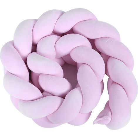 Sicherheitskissen für Babybetten, 1,5 m, weich, geflochtene Schlangenform, rosa