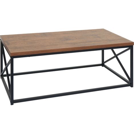 Mesa de centro HHG-125, mesa de salón mesa auxiliar mesa de sofá, estructura metálica 3D 44x110x60cm, aspecto roble salvaje (1/5)