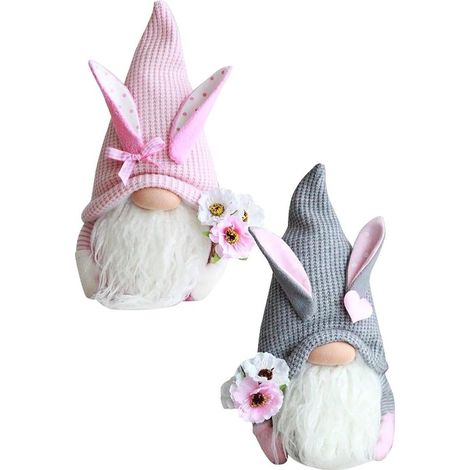 Decorazioni pasquali - Set di 2, bambola senza volto, coniglietto pasquale (1/4)