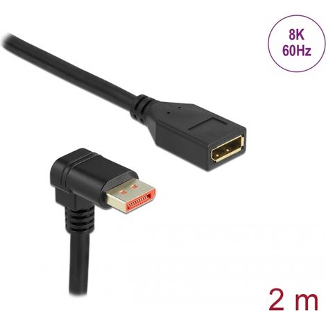 Delock Alargador DisplayPort macho 90Â° hacia abajo en Ã¡ngulo a hembra de 8K 60 Hz 2 m