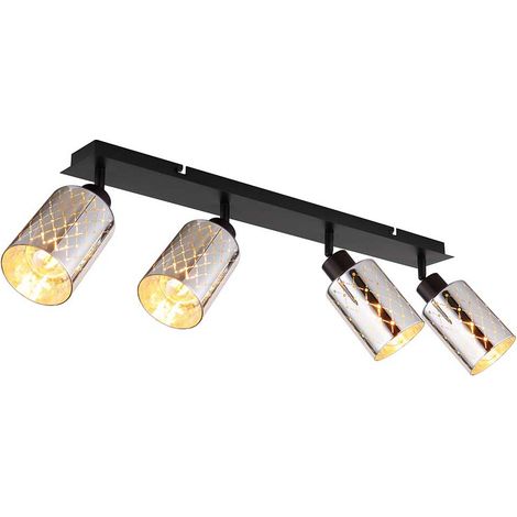 Deckenlampe Deckenstrahler Deckenleuchte verstellbar Glas verchromt L 67 cm