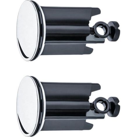 Lot de 2, Bouchon de Lavabo de Salle de Bain Universel Ø 40 mm, Bouchon d’évacuation Chromé, Constitué de Laiton, avec Joint en Caoutchouc, Bouchon Réglable en Hauteur, Bonde de Baignoire Antirouille (1/5)