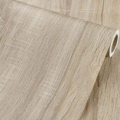 Autocollant vinyle effet bois clair 40cm x 500cm – Amovible et résistant à l'eau – Application précise sans bulles – Pour armoires et étagères - 40CM5M (1/5)
