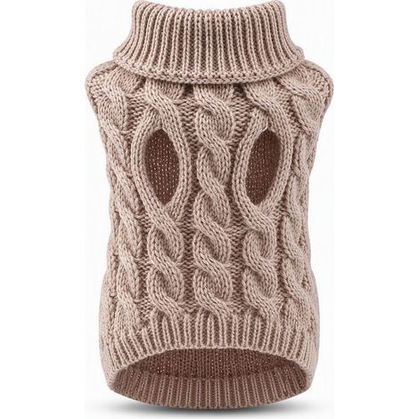 Pull en maille torsadée pour chien kaki M 33 x 29 cm (1/5)