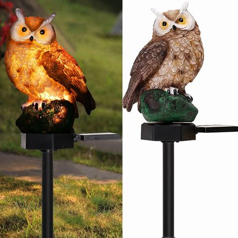 Lampe Solaire Jardin - Chouette En Résine Avec Piquet - Étanche IP65 - Éclairage LED Blanc Chaud - Pour Pelouse, Allée, Patio, Jardin - Lot De 1 (1/5)