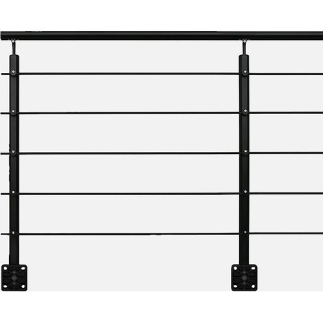 Kordo – Kit garde-corps prêt-à-poser 2m en aluminium noir – Installation facile – Norme NFP-012 – Pour mezzanine, terrasse et balcon (1/4)