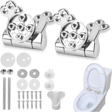 BUNTHAUS Charniere Abattant WC, Charnières de Siège de Toilette en Alliage de Zinc Charnières de Rechange pour Lunette de Toilette Fixations Remplacement WC Pour Sièges De Toilette