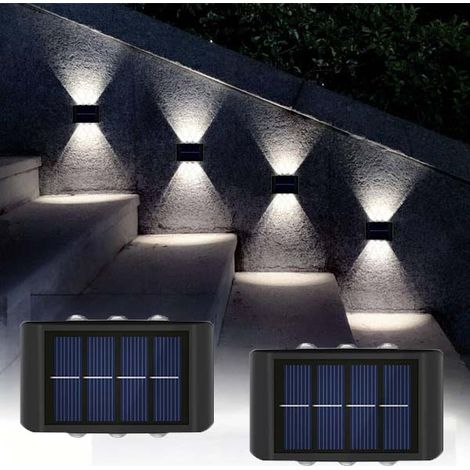 Lumière Solaire Murale - LED éclairage d'escalier,Éclairage Escalier/Paysage Waterproof pour Terrasse/Cour 2x 6 blanche (1/4)
