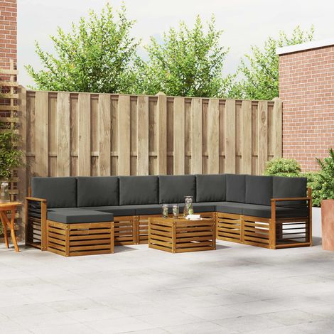 Ecksofa Set 9 pcs Natur und Anthrazit Massivholz Akazie (1/5)
