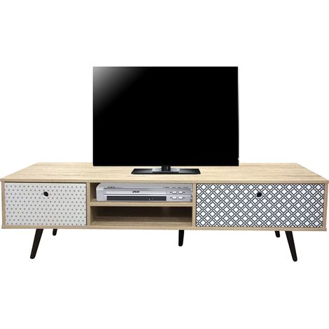 Meuble TV style scandinave 150 cm chêne/imprimé Mayline (1/4)