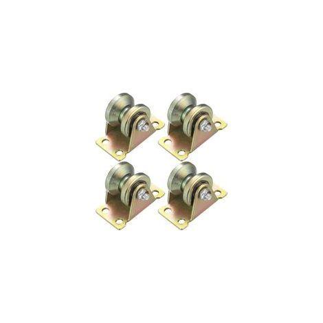 Pièces Poulie de Levage Mouflage, Roulette à Rainure en V, Roulettes de Levage, Roue Gorge Poulies Cable pour Cordes Rail Portail Coulissan (Roulette à Rainure en V) (1/4)