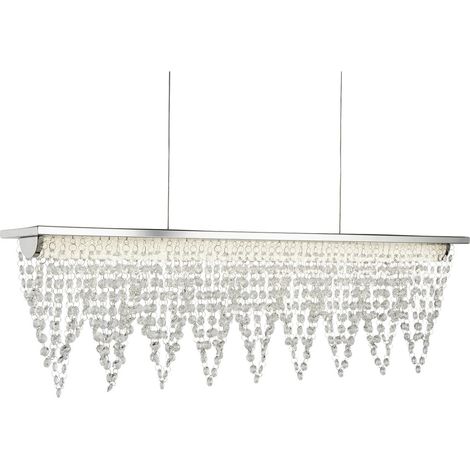 Searchlight Drape Lampada a sospensione a barra LED in metallo cromato e cristallo trasparente (1/4)