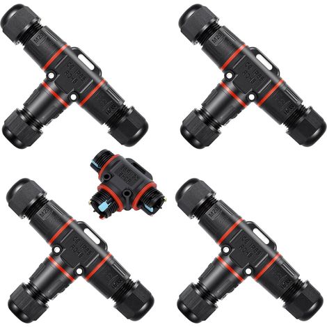 4 pièces Connecteur Etanche, Connecteurs de câble étanches 3 fils, pour diamètre de câble Ø3-12 mm, Connecteurs IP68 Raccord Electrique Etanche, Forme de T (1/5)