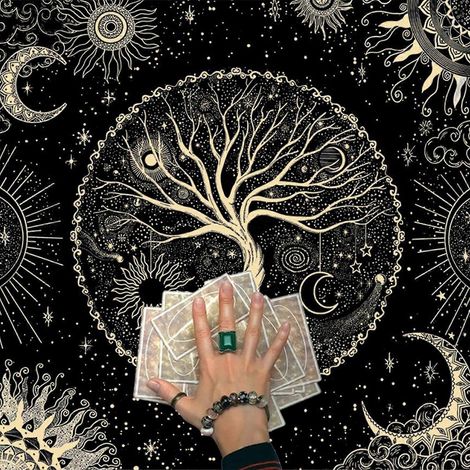 Nappe de tarot, runes, divination, astrologie, oracles, tapis de jeu de société, forme carrée, nappe pour autel ou pendule, B 50x50cm (1/5)