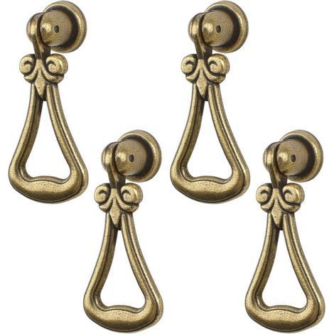 4pcs Vintage Zinc Alloy Pendant Handles with Bronze Green Triangle Ring for Cabinets, Cupboards, Drawers, Doors, Decorative Furniture (1/5)