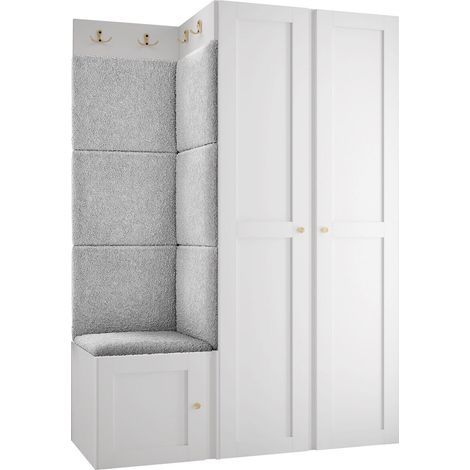 Conjunto para recibidor Hartford 379, Abriamo 6, 186x116x46cm, Aglomerado laminado, Tapiz, MDF, Montada en la pared, Colocada
