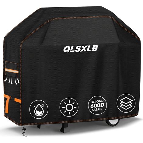 Housse Barbecue Exterieur, Oxford 600D Robuste Bache de Protection BBQ 183x66x130cm, Housse Plancha Gaz avec Bouche D'aération Anti-Vent/Anti-UV/Anti-l'eau/Anti-l'Humidité/Antipoussière Noir (1/5)
