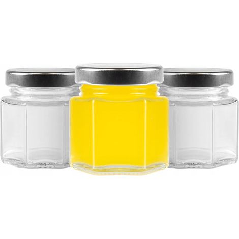 12 tarros hexagonales de 30 ml para miel y especias