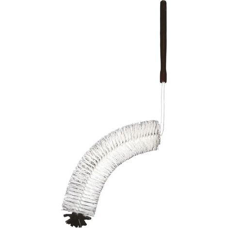 Brosse courbée pour ballon verre 15-34L, nylon tête ronde 35 cm, manche bois ergonomique