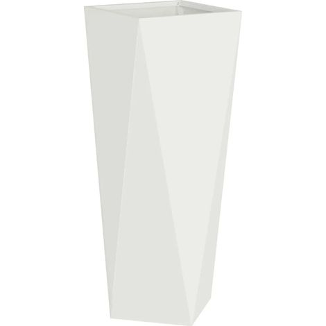 Jardinière extérieure moderne design épuré 30 x 30 x 75 cm esthétique robuste en acier blanc (1/5)