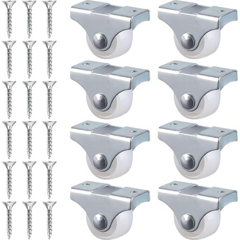 Pack de 8 Mini Roulettes Fixes en Caoutchouc de 25 mm pour Meubles,et Vis, Idéal pour Améliorer Mobilité des Meubles (1 inch) (1/4)