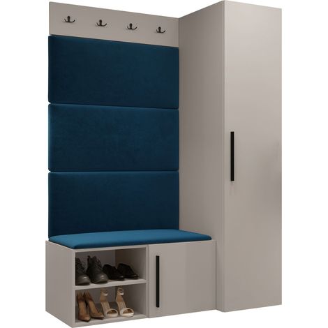 Conjunto para recibidor Nitos II, Manila 26, 191x124x50cm, Tapiz, Aglomerado laminado, Montada en la pared, Colocada
