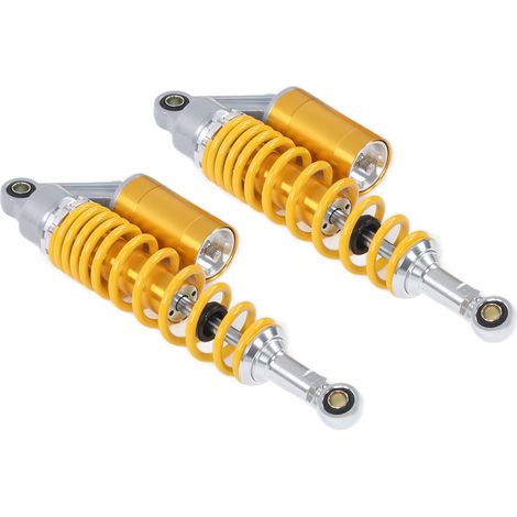 Paire d'amortisseurs moto 340mm suspension arrière ressort universel pour quad SUV jaune (1/5)