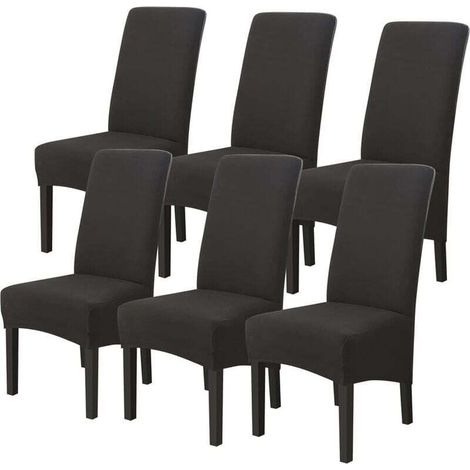 Housses de Chaises 6 pièces Grand Taille Noir,Housses pour Chaises de Salle a Manger Universelle, Couverture Couvre de Chaise Salon Moderne pour Mariage Reunion (1/5)