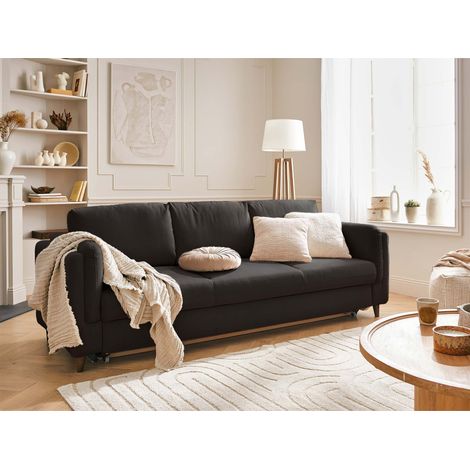 Brooke – 3-sitzer sofa – mit schlaffunktion – aus samt - dunkelgrau