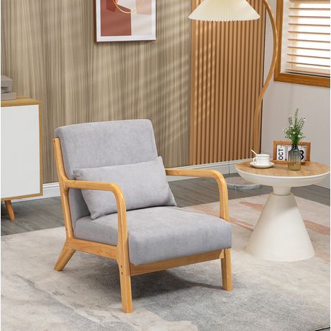 Loungesessel mit Armlehnen Samtoptik Grau 61x78x76 cm OKMYHOME (1/3)