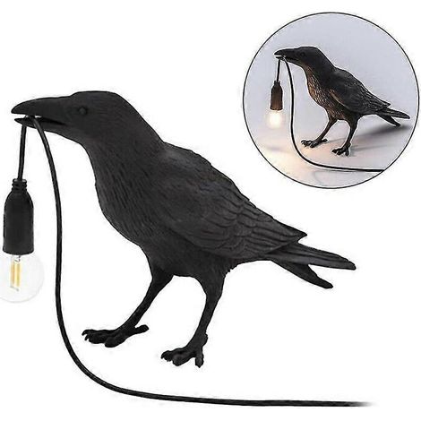 Lampe oiseau en résine corbeau avec éclairage LED, applique murale pour chambre ou salon, décoration artistique (1/5)