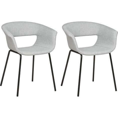 Set di 2 sedie moderne Sedute imbottite Gambe in metallo per sala da pranzo cucina grigio Abilene