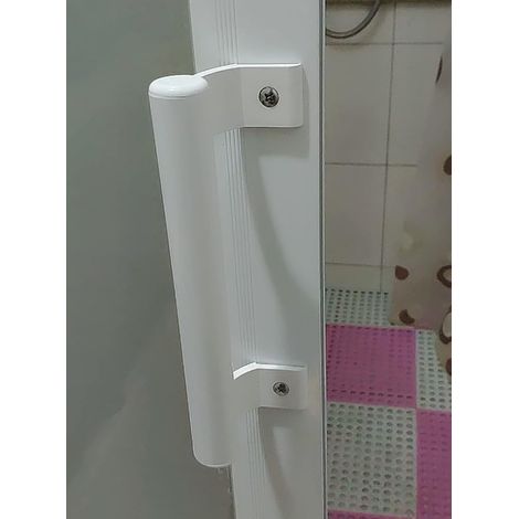 Aluminum Alloy Handle Balcony Sliding Door Handle Barn Sliding Door Handle Garden Door Handle Side Handle with Mounting Screws White (1/2)