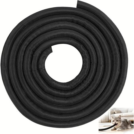 Protecteur Cordon Câbles Chien Chat Gaine Cache Fil Mastication Animaux Domestiques Lapin Manchon Gestion Tressé Auto-Fermant Extensible Auto-Enroulable Bureau Informatique Noir 3 Mètres 10mm (1/5)