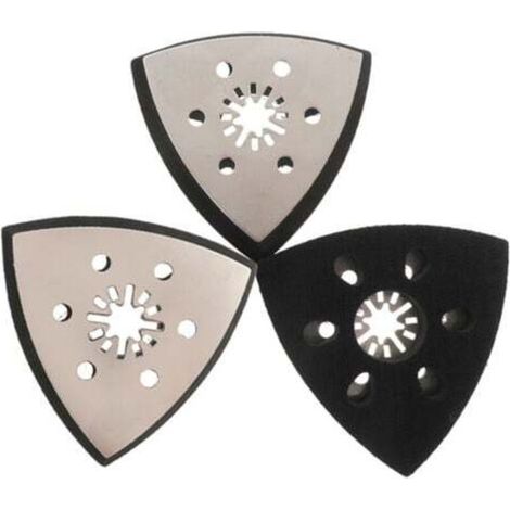 Lot de 3 Plaques de Ponçage Triangulaires avec 6 Trous 93 mm Patin Ponceuse Triangulaire Accessoires pour Bois Plastiques durs Métaux, Meulage ou Polissage
