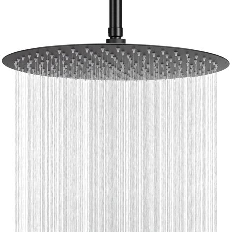 Pommeau de douche Near Moon Rain, design ultra-mince, pression accrue, expérience exceptionnelle, pommeau de douche en acier inoxydable à haut débit (40 cm, noir mat) (1/5)