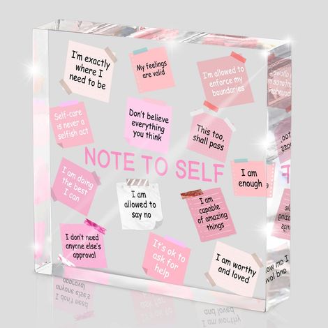 Décoration de bureau féminine, acrylique rose 10x10 cm, citations motivationnelles, décoration de bureau inspirante, indispensable pour dortoir de filles, cadeau d'affirmation positive pour femmes (1/5)