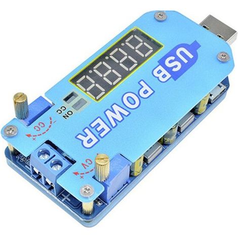 Módulo convertidor CC-CC ajustable de 15 W con CC CV USB, función elevadora/reductora, salida de 5 V a 30 V con carcasa protectora. (1/2)